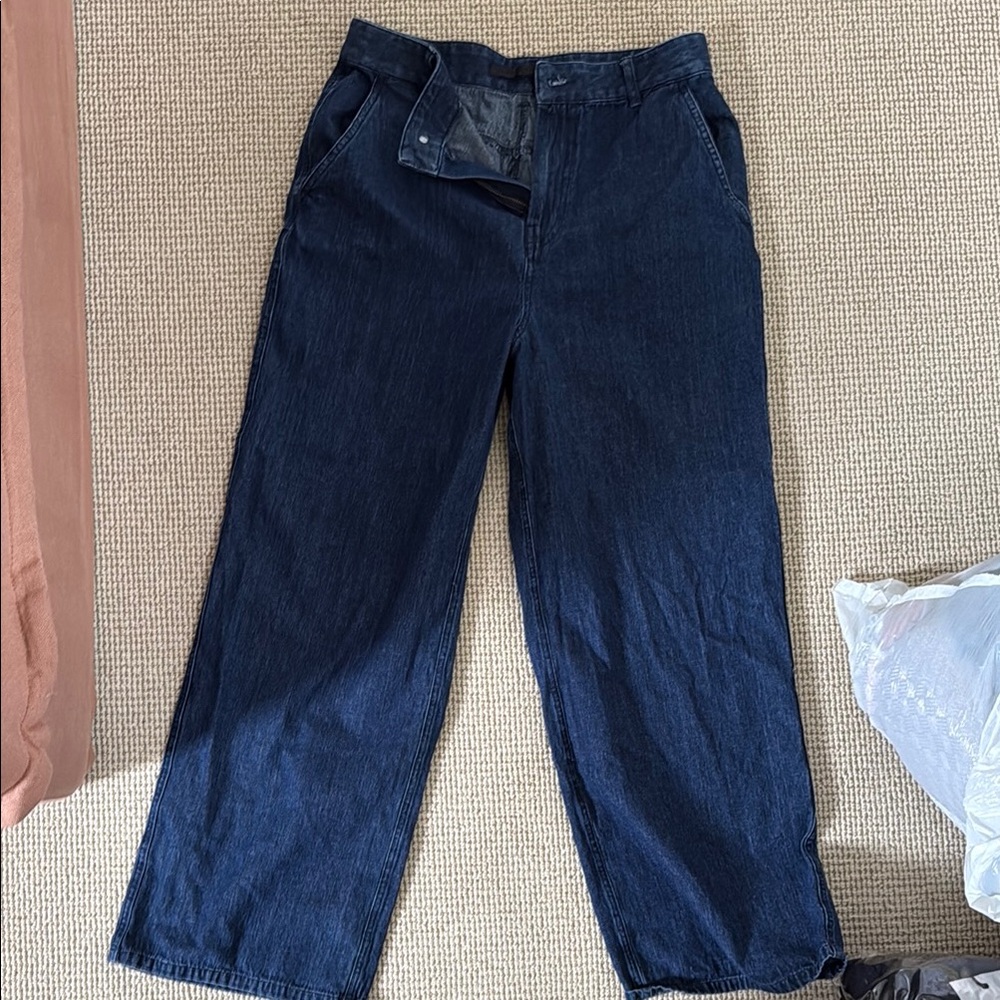 Dark Blue Wide-Leg Jeans